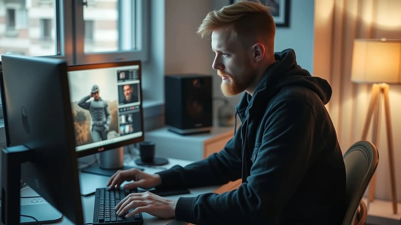 Person komprimerer bilde på datamaskin